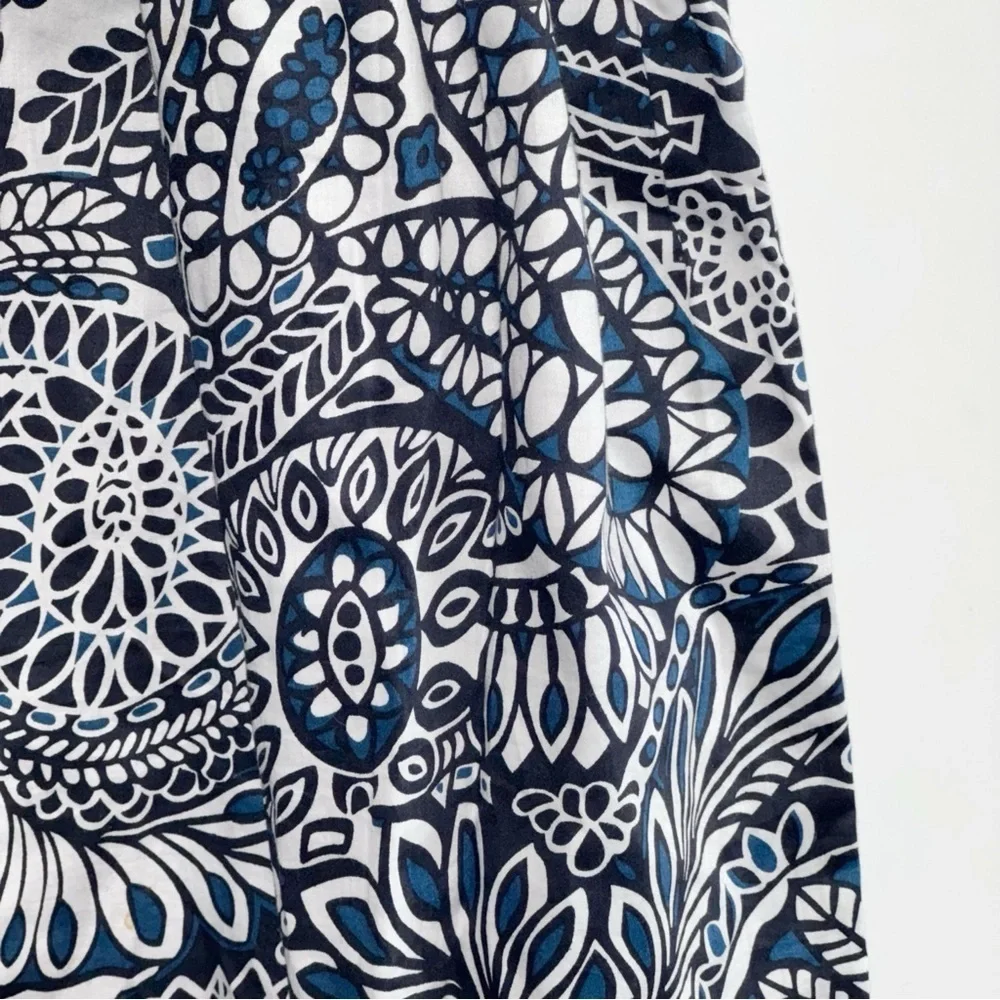 Tyler Böe Paisley Skirt Elastic Waist Lined Sz Medium 21” Black/Blue/White